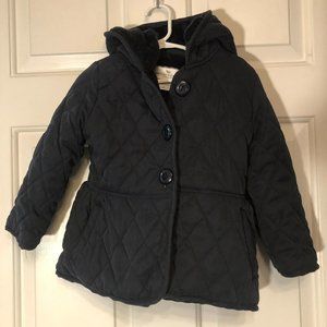 AMERICAN WIDGEON black FAUX FUR COAT SZ 4T Button Front Hoody